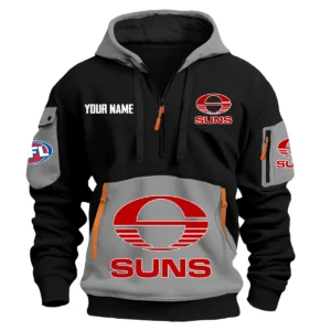 Gold Coast SUNS Australian Football League Exclusive Logo Hoodie Half Zipper HOAFL0090525A01GCFC - Gray