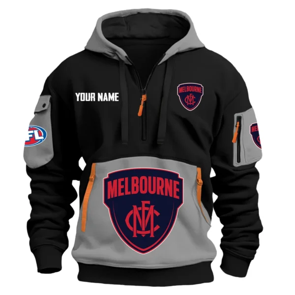 Melbourne Demons Australian Football League Exclusive Logo Hoodie Half Zipper HOAFL0090525A01MELB - Gray
