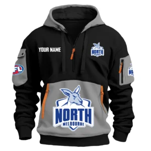 North Melbourne Kangaroos Australian Football League Exclusive Logo Hoodie Half Zipper HOAFL0090525A01NMFC - Gray
