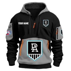 Port Adelaide Power Australian Football League Exclusive Logo Hoodie Half Zipper HOAFL0090525A01PORT - Gray