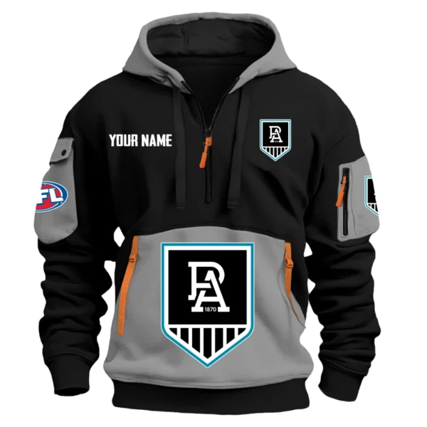 Port Adelaide Power Australian Football League Exclusive Logo Hoodie Half Zipper HOAFL0090525A01PORT - Gray
