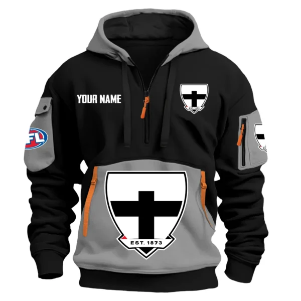 St Kilda Saints Australian Football League Exclusive Logo Hoodie Half Zipper HOAFL0090525A01STK - Gray