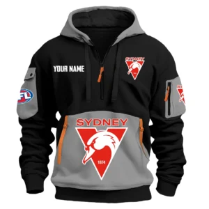 Sydney Swans Australian Football League Exclusive Logo Hoodie Half Zipper HOAFL0090525A01SYD - Gray