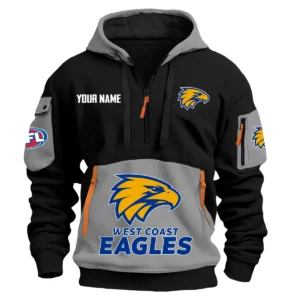 West Coast Eagles Australian Football League Exclusive Logo Hoodie Half Zipper HOAFL0090525A01WCE - Gray