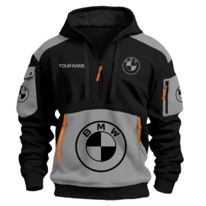 BMW Motorrad Motorcycles  Exclusive Logo Hoodie Half Zipper QTMT160525A3BMW - Gray