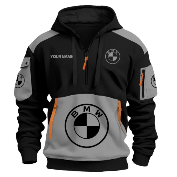 BMW Motorrad Motorcycles  Exclusive Logo Hoodie Half Zipper QTMT160525A3BMW - Gray