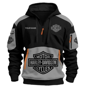 Harley-Davidson Motorcycles  Exclusive Logo Hoodie Half Zipper QTMT160525A3HD - Gray