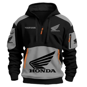 Honda Motorcycles  Exclusive Logo Hoodie Half Zipper QTMT160525A3HON - Gray