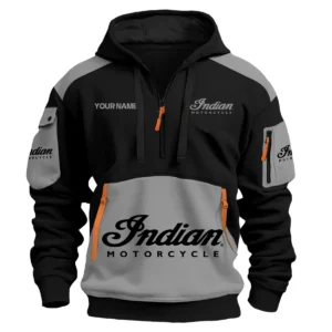 Indian Motorcycle Motorcycles  Exclusive Logo Hoodie Half Zipper QTMT160525A3IND - Gray