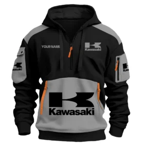 Kawasaki Motorcycles  Exclusive Logo Hoodie Half Zipper QTMT160525A3KAW - Gray