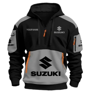 Suzuki Motorcycles  Exclusive Logo Hoodie Half Zipper QTMT160525A3SUZ - Gray