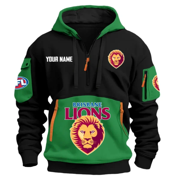 Brisbane Lions Australian Football League Exclusive Logo Hoodie Half Zipper HOAFL0090525A01BL - Green