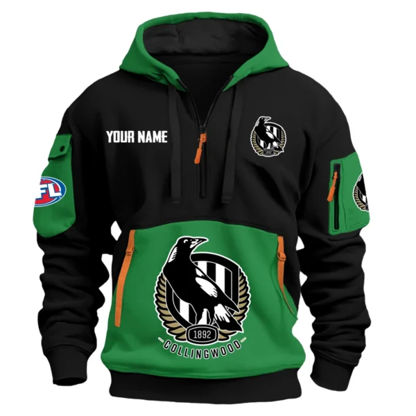 Collingwood Magpies Australian Football League Exclusive Logo Hoodie Half Zipper HOAFL0090525A01COLL - Green
