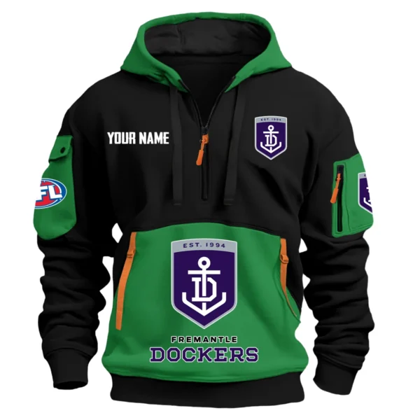 Fremantle Dockers Australian Football League Exclusive Logo Hoodie Half Zipper HOAFL0090525A01FRE - Green