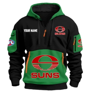 Gold Coast SUNS Australian Football League Exclusive Logo Hoodie Half Zipper HOAFL0090525A01GCFC - Green