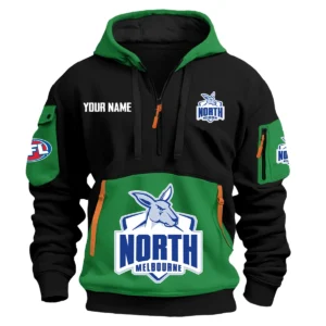 North Melbourne Kangaroos Australian Football League Exclusive Logo Hoodie Half Zipper HOAFL0090525A01NMFC - Green