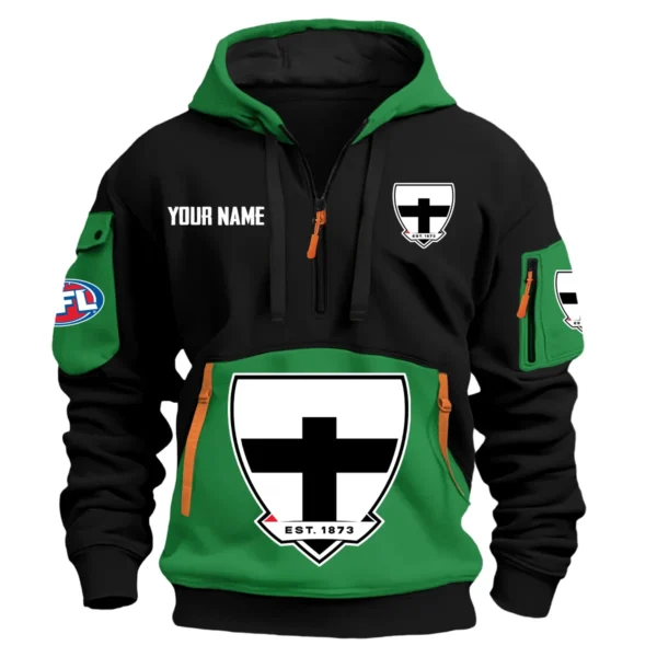 St Kilda Saints Australian Football League Exclusive Logo Hoodie Half Zipper HOAFL0090525A01STK - Green