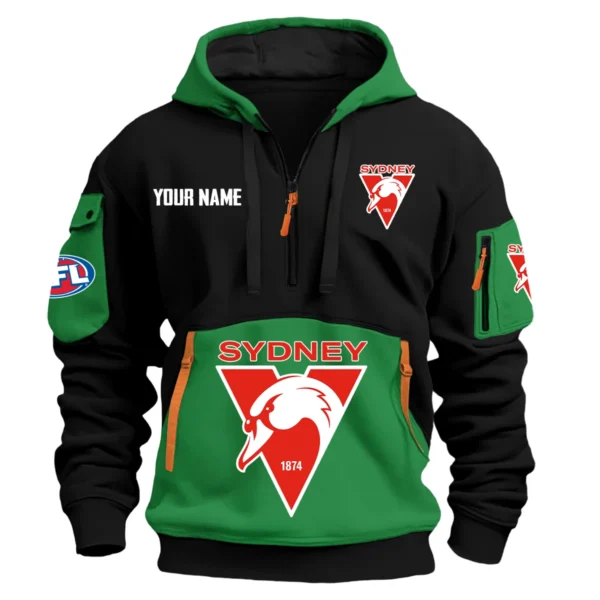 Sydney Swans Australian Football League Exclusive Logo Hoodie Half Zipper HOAFL0090525A01SYD - Green