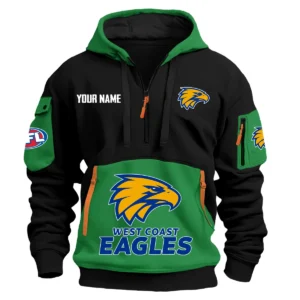 West Coast Eagles Australian Football League Exclusive Logo Hoodie Half Zipper HOAFL0090525A01WCE - Green