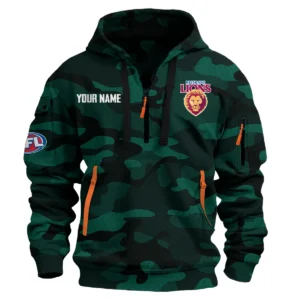 Brisbane Lions Australian Football League Exclusive Logo Hoodie Half Zipper HOAFL080525A01BL - Green