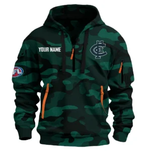 Carlton Blues Australian Football League Exclusive Logo Hoodie Half Zipper HOAFL080525A01CARL - Green