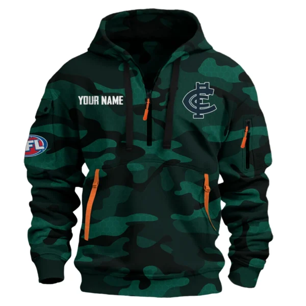 Carlton Blues Australian Football League Exclusive Logo Hoodie Half Zipper HOAFL080525A01CARL - Green