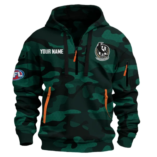 Collingwood Magpies Australian Football League Exclusive Logo Hoodie Half Zipper HOAFL080525A01COLL - Green