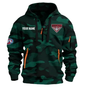 Essendon Bombers Australian Football League Exclusive Logo Hoodie Half Zipper HOAFL080525A01ESS - Green