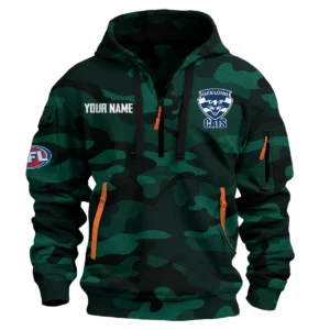 Geelong Cats Australian Football League Exclusive Logo Hoodie Half Zipper HOAFL080525A01GEEL - Green