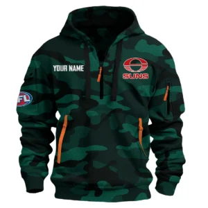 Gold Coast SUNS Australian Football League Exclusive Logo Hoodie Half Zipper HOAFL080525A01GCFC - Green