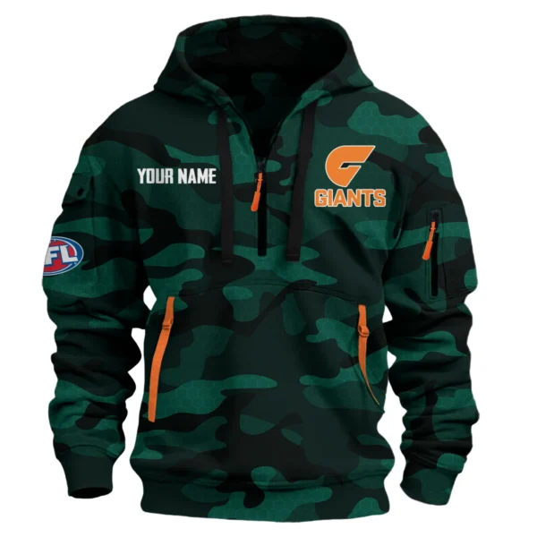 GWS Giants Australian Football League Exclusive Logo Hoodie Half Zipper HOAFL080525A01GWS - Green
