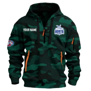 North Melbourne Kangaroos Australian Football League Exclusive Logo Hoodie Half Zipper HOAFL080525A01NMFC - Green