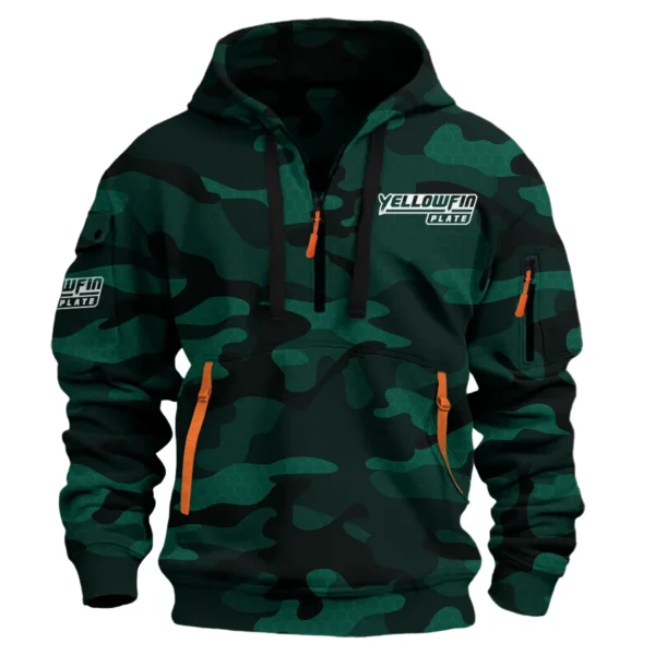 Yellowfin Plate Fishing AU Exclusive Logo Hoodie Half Zipper HOFS060525AU3YPB - Green