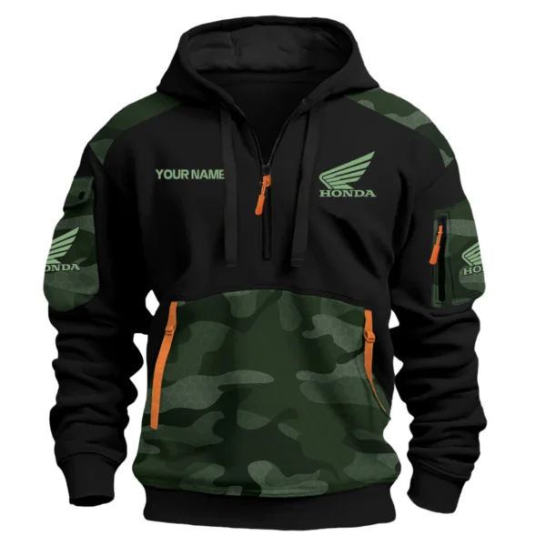 Honda Motorcycles  Exclusive Logo Hoodie Half Zipper QTMT160525A2HON - Green