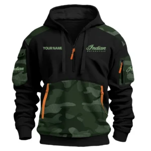 Indian Motorcycle Motorcycles  Exclusive Logo Hoodie Half Zipper QTMT160525A2IND - Green