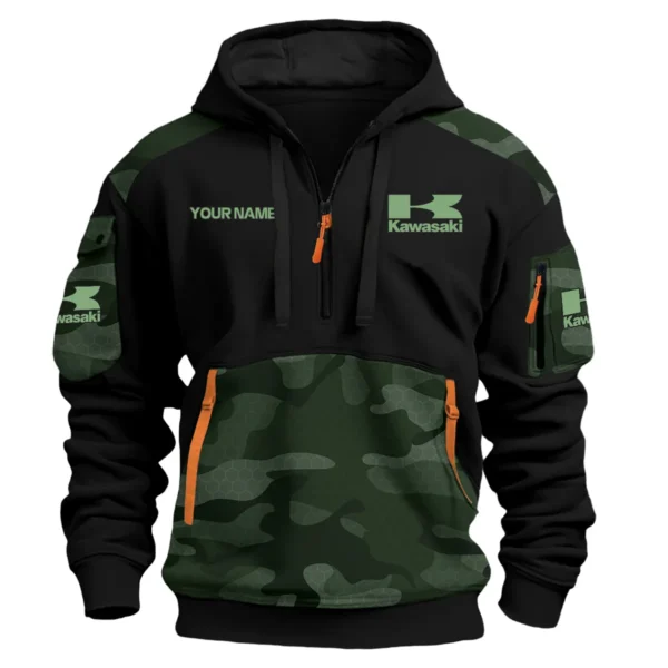 Kawasaki Motorcycles  Exclusive Logo Hoodie Half Zipper QTMT160525A2KAW - Green