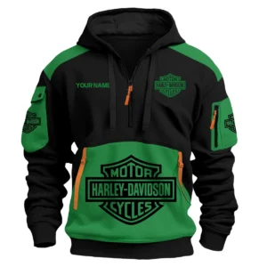 Harley-Davidson Motorcycles  Exclusive Logo Hoodie Half Zipper QTMT160525A3HD - Green