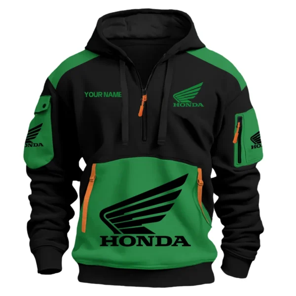 Honda Motorcycles  Exclusive Logo Hoodie Half Zipper QTMT160525A3HON - Green