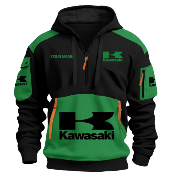 Kawasaki Motorcycles  Exclusive Logo Hoodie Half Zipper QTMT160525A3KAW - Green