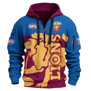 Brisbane Lions Australian Football League Exclusive Logo Hoodie Half Zipper HOAFL120525A01BL