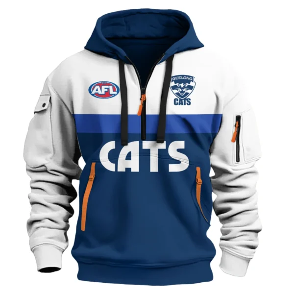 Geelong Cats Australian Football League Exclusive Logo Hoodie Half Zipper HOAFL140525A01GEELHDF