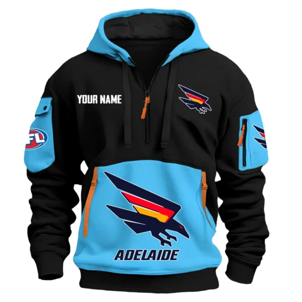 Adelaide Crows Australian Football League Exclusive Logo Hoodie Half Zipper HOAFL0090525A01ADEL - Light Blue