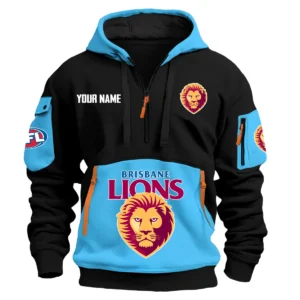 Brisbane Lions Australian Football League Exclusive Logo Hoodie Half Zipper HOAFL0090525A01BL - Light Blue