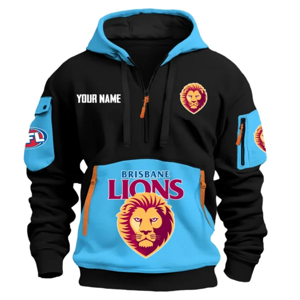 Brisbane Lions Australian Football League Exclusive Logo Hoodie Half Zipper HOAFL0090525A01BL - Light Blue