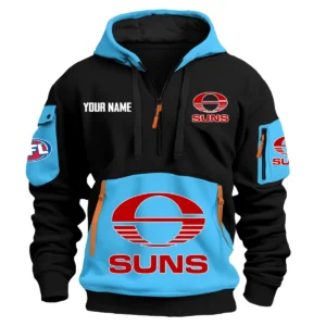 Gold Coast SUNS Australian Football League Exclusive Logo Hoodie Half Zipper HOAFL0090525A01GCFC - Light Blue