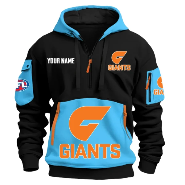 GWS Giants Australian Football League Exclusive Logo Hoodie Half Zipper HOAFL0090525A01GWS - Light Blue