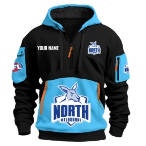 North Melbourne Kangaroos Australian Football League Exclusive Logo Hoodie Half Zipper HOAFL0090525A01NMFC - Light Blue