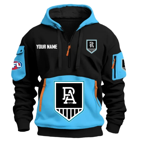 Port Adelaide Power Australian Football League Exclusive Logo Hoodie Half Zipper HOAFL0090525A01PORT - Light Blue