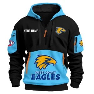 West Coast Eagles Australian Football League Exclusive Logo Hoodie Half Zipper HOAFL0090525A01WCE - Light Blue