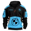 BMW Motorrad Motorcycles  Exclusive Logo Hoodie Half Zipper QTMT160525A3BMW - Light Blue